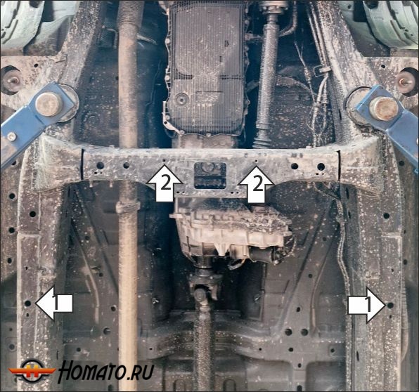 Защита картера Foton Tunland V9 2024- | раздатка, 2 мм, сталь | MOTODOR | 77510