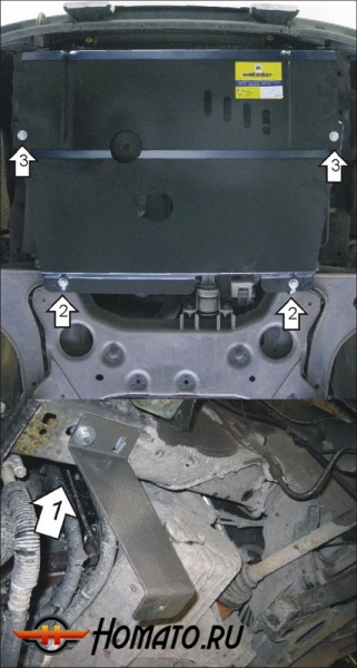 Защита картера Ford Transit 2006-2011 | двигатель + КПП + радиатор, 2 мм, сталь | MOTODOR | 00741