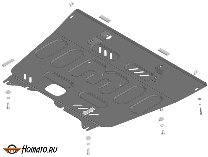 Защита картера Gac GS8 2023- | двигатель + КПП, 2 мм, сталь | MOTODOR | 77802