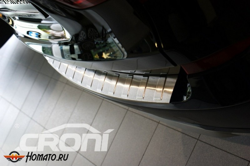 Накладка на задний бампер для BMW X3 (F25) 2010-2014 | матовая нержавейка, с загибом, серия Trapez