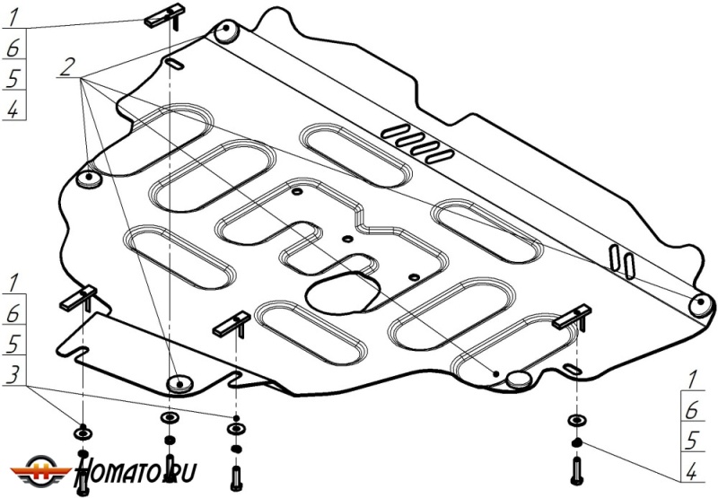 Защита картера Ford Galaxy 2006-2010 | двигатель + КПП, 2 мм, сталь | MOTODOR | 72602