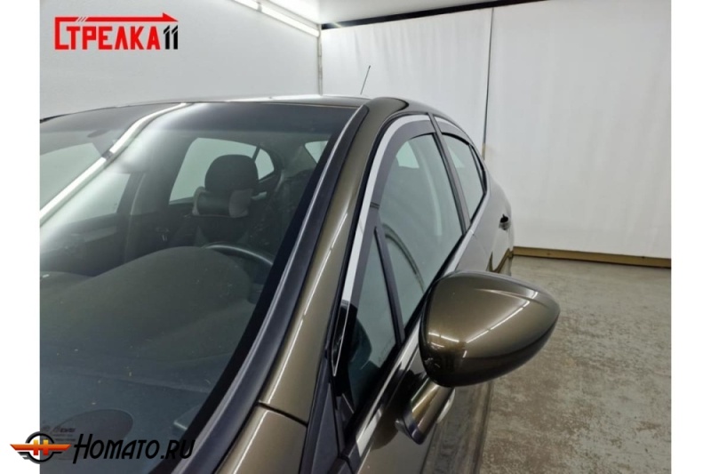 Дефлекторы Citroen C4 2013-2024 седан | с хром молдингом, из 4 частей, премиум, плоские, 2D