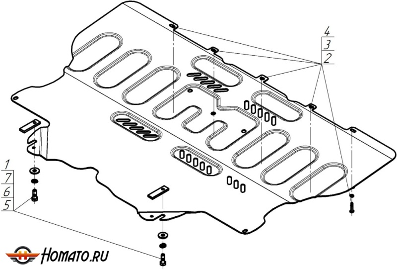 Защита картера Changan UNI-V 2021- | двигатель + КПП, 2 мм, сталь | MOTODOR | 77208
