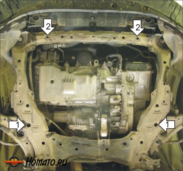 Защита картера Mazda CX-7 2006-2009 | двигатель + КПП, 2 мм, сталь | MOTODOR | 01122