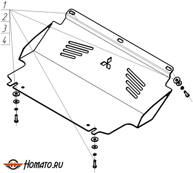 Защита картера Mitsubishi L 200 2014-2015 | радиатор, 3 мм, сталь | MOTODOR | 11315 Защита картера Mitsubishi L 200 2014-2015 | радиатор, 3 мм, сталь | MOTODOR | 11315