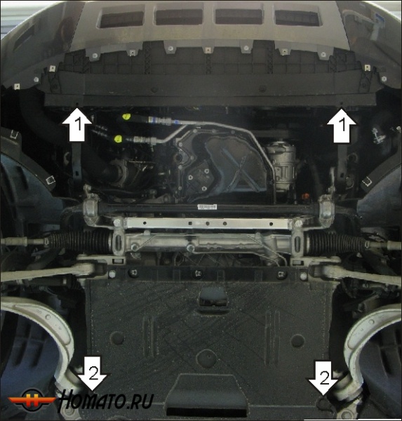 Защита картера Audi Q5 2008-2012 | двигатель + КПП, 2 мм, сталь | MOTODOR | 70101