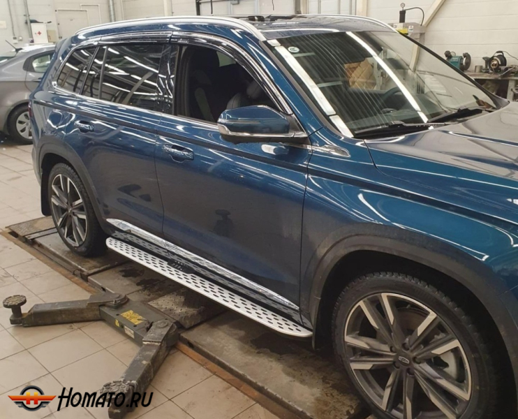 Пороги OEM для Geely Monjaro 2023+ | серебристые