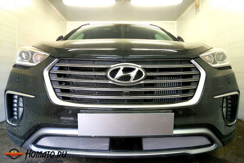 Защита радиатора для Hyundai Grand Santa Fe (2015-2018) рестайл | Стандарт
