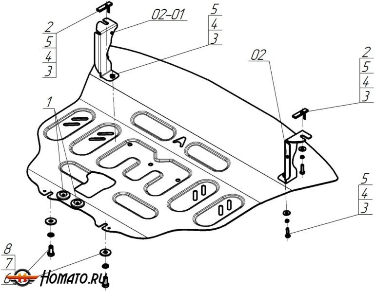 Защита картера BAIC X35 2019- | двигатель + КПП, 1,5 мм, сталь | АвтоСтандарт | 58501