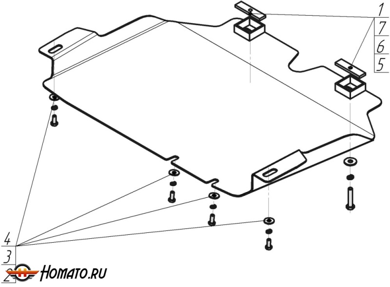 Защита картера Mitsubishi Pajero Sport 1997-2009 | КПП, 3 мм, сталь | MOTODOR | 11310