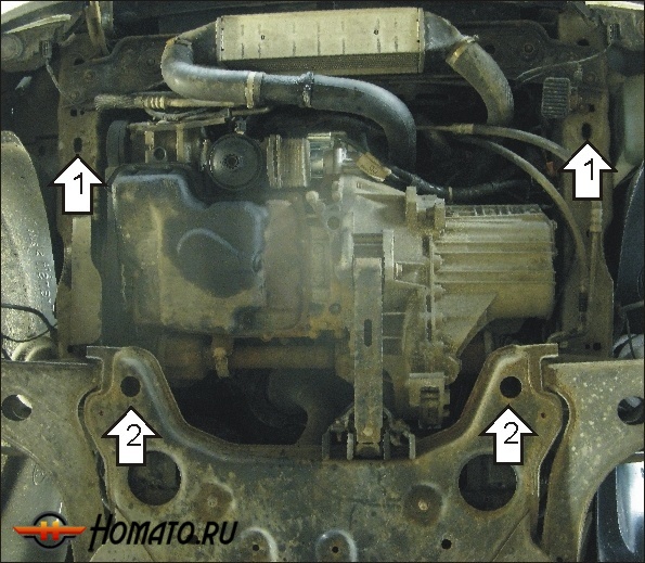 Защита картера Ford Transit 2006-2011 | двигатель + КПП + радиатор, 2 мм, сталь | MOTODOR | 00741