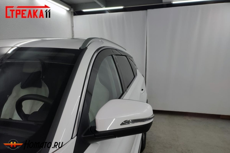 Дефлекторы Chery Tiggo 7 2019+ | из 6 частей, премиум, плоские, 2D