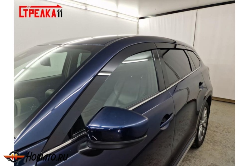 Дефлекторы Mazda CX-9 2017+/2021+ | из 6 частей, премиум, плоские, 2D