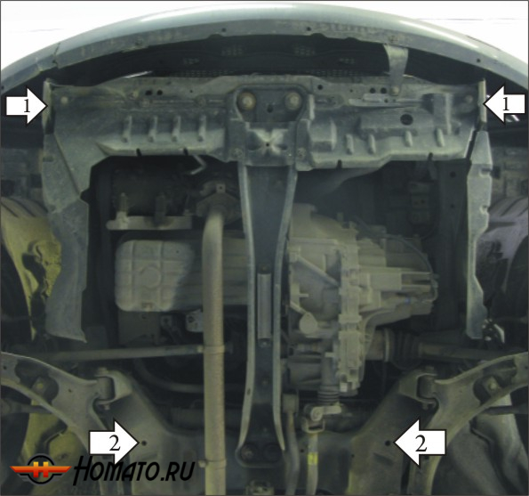 Защита картера Nissan Almera Classic 2006-2012 | двигатель + КПП, 2 мм, сталь | MOTODOR | 01403