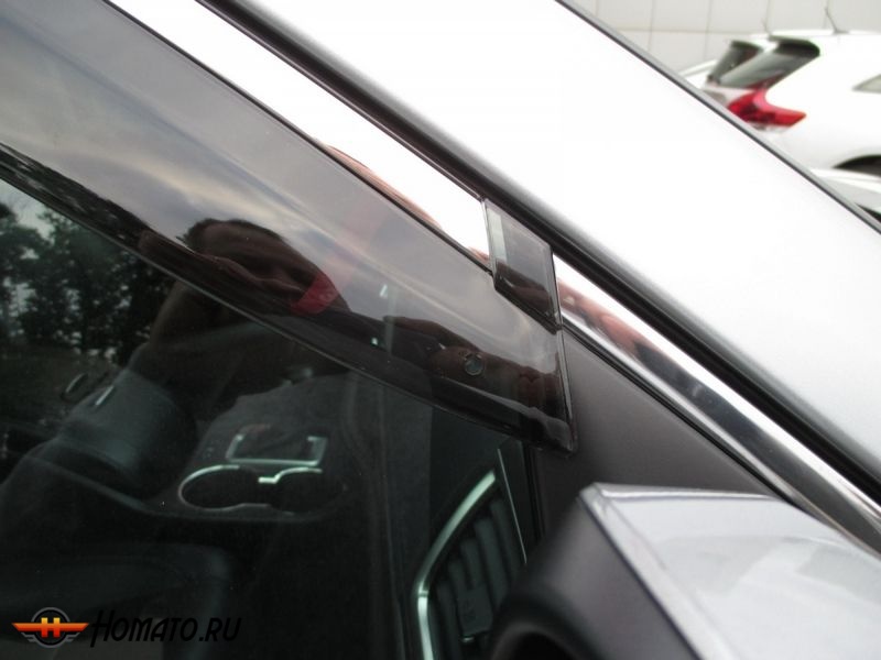 Оригинальные дефлекторы окон для Toyota Highlander «2014+» с полосой из нержавеющей стали.