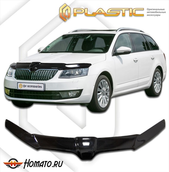 Дефлектор капота Skoda Octavia Combi A7 2013-2016 (5E) | exclusive, черный