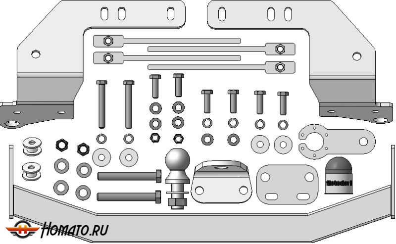 Фаркоп Toyota Land Cruiser 200 2007-2012 | шар FE - оцинкованный, нагрузка 120/2000 | MOTODOR | 92527-FE