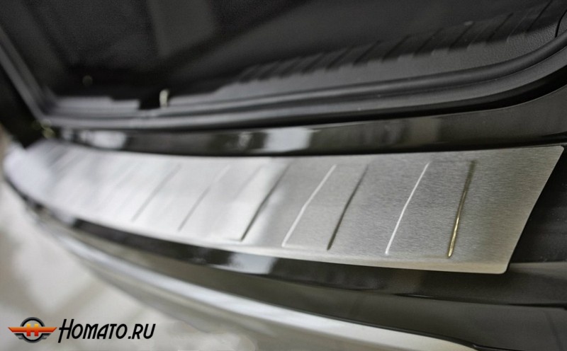 Накладка на задний бампер для Honda CR-V 4 (2012-2014) | матовая нержавейка, с загибом, серия Trapez