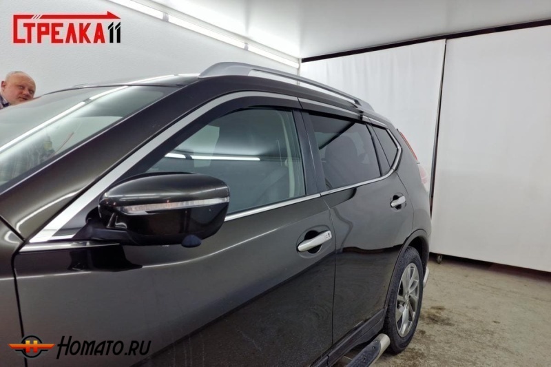 Дефлекторы Nissan X-Trail 3 (T32) 2014-2023 | премиум, плоские, 2D