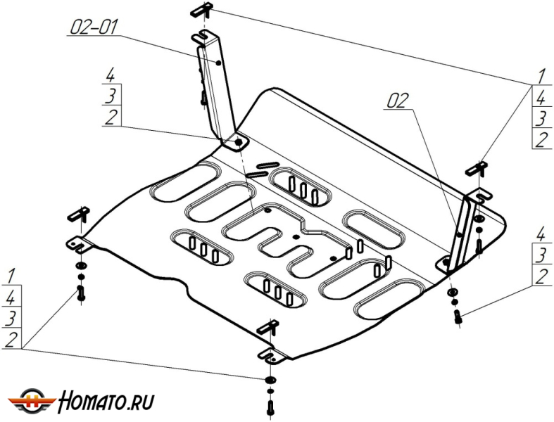 Защита картера Jac JS6 2022- | двигатель + КПП, 2 мм, сталь | MOTODOR | 78302