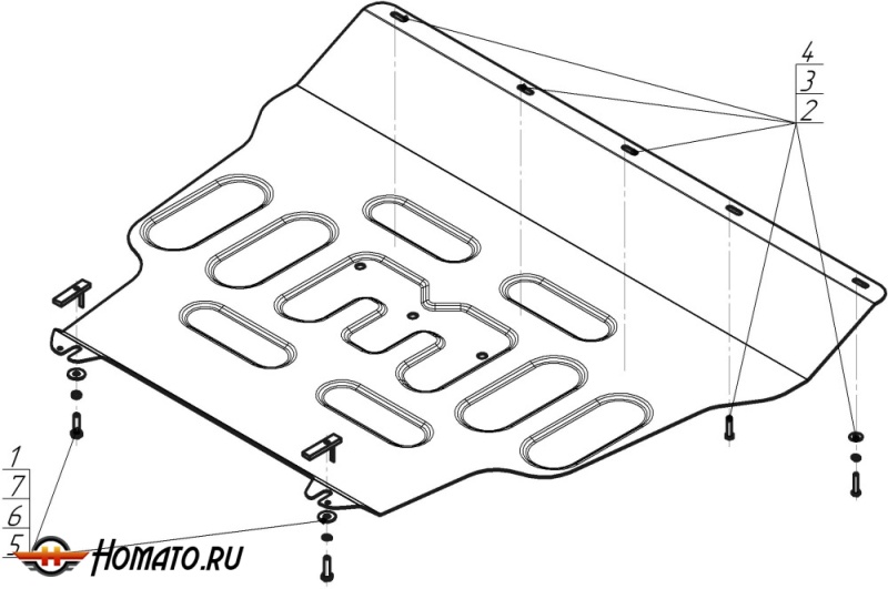Защита картера Geely Coolray 2020-2023 | двигатель + КПП, 2 мм, сталь | MOTODOR | 74201