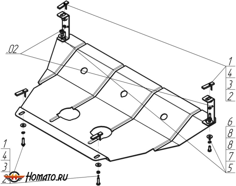 Защита картера Audi 100 1982-1990 | двигатель, 2 мм, сталь | MOTODOR | 00103
