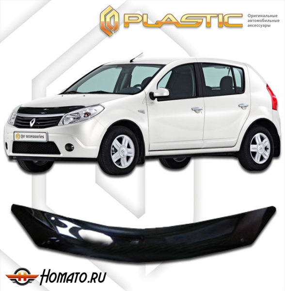 Дефлектор капота Renault Sandero / Stepway 2010-2014 (BS11, BS1Y) | черный