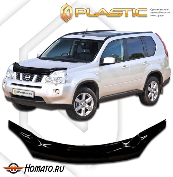 Дефлектор капота Nissan X-Trail 2007-2010 (T31) | exclusive, черный