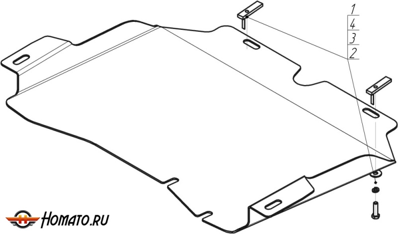 Защита картера Mitsubishi Pajero Sport 1997-2009 | КПП, 3 мм, сталь | MOTODOR | 11303
