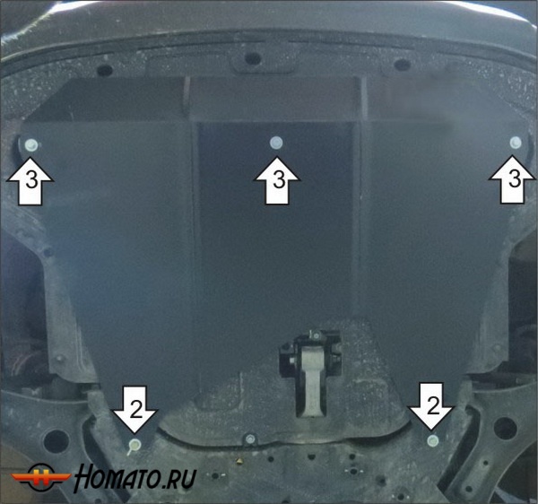 Защита картера Hyundai Creta 2016-2021 | двигатель + КПП, 2 мм, сталь | MOTODOR | 70911