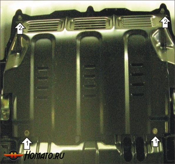 Защита картера Mitsubishi Pajero Sport II 2008-2011 | радиатор, 3 мм, сталь | MOTODOR | 11315