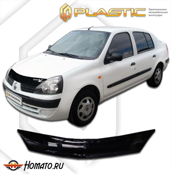 Дефлектор капота Renault Symbol 2006-2009 (LB) | черный