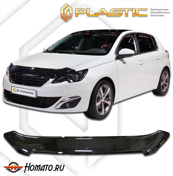 Дефлектор капота Peugeot 308 2014- | черный