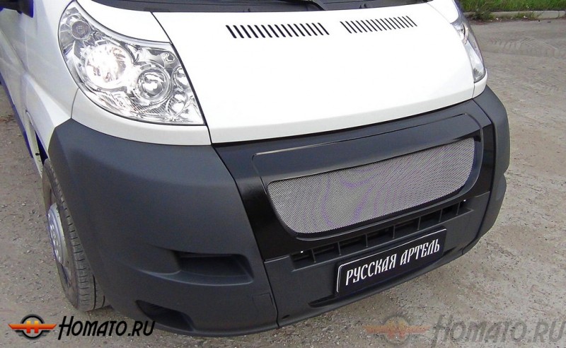 Решетка радиатора (с металлической сеткой) для Peugeot Boxer 2006-2013 (250 кузов) | глянец (под покраску)