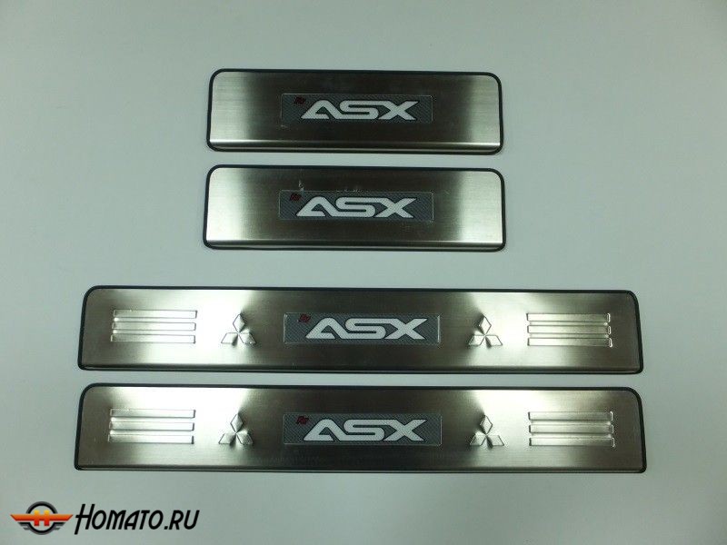 Накладки на дверные пороги с логотипом и LED подсветкой, нерж. для MITSUBISHI ASX "10-12"