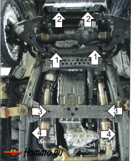 Защита картера Infiniti QX 56 2010-2014 | двигатель + КПП + раздатка, 3 мм, сталь | MOTODOR | 11407