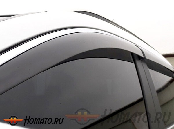 Премиум дефлекторы окон для Toyota Camry (50/55) 2012+/2014+ | с молдингом из нержавейки