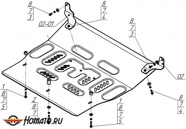 Защита картера Volkswagen Tavendor | двигатель + КПП, 2 мм, сталь | MOTODOR | 72710