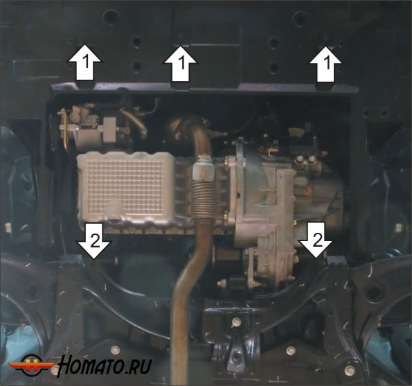 Защита картера Chery Bonus 3 2014-2016 | двигатель + КПП, 2 мм, сталь | MOTODOR | 69004
