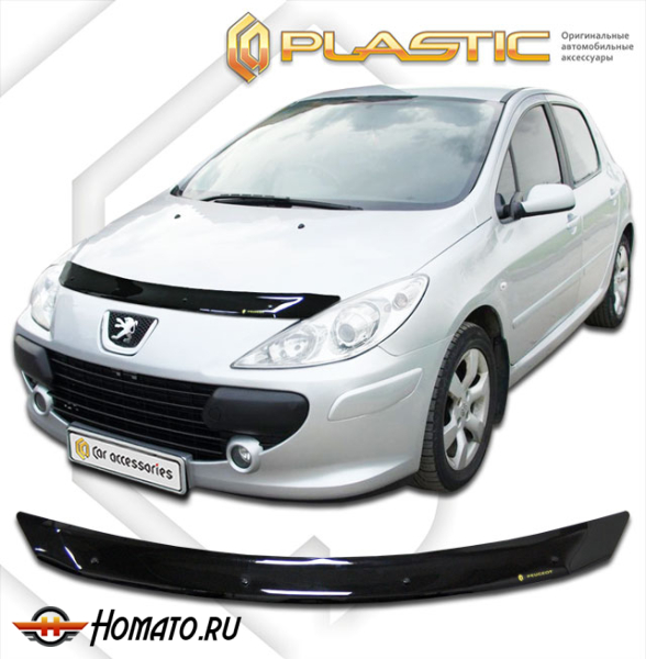 Дефлектор капота Peugeot 307 (хэтчбек и SW) 2005-2008 | черный