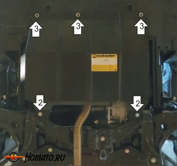 Защита картера Chery Bonus 3 2014-2016 | двигатель + КПП, 2 мм, сталь | MOTODOR | 69004