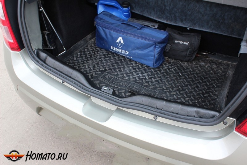 Накладка на порожек багажника для Renault Sandero 2009-2013 | шагрень