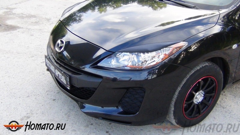 Накладки на передние фары (реснички) для Mazda 3 BL 2010-2013 | глянец (под покраску)