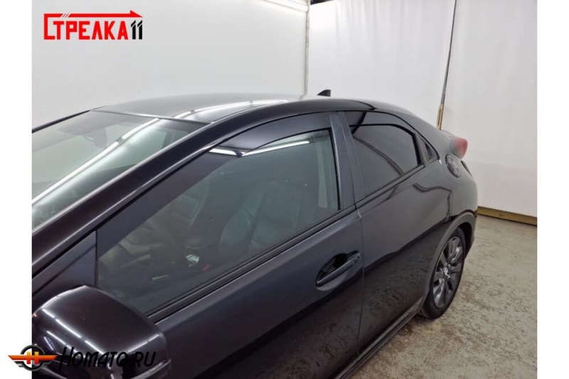 Дефлекторы Honda Civic 9 (5D) 2012+ | из 4 частей, премиум, плоские, 2D