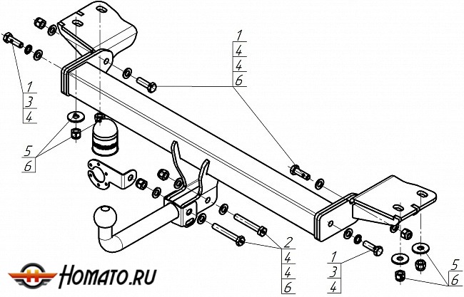 Фаркоп Haval H7 2025+ | шар A - оцинкованный, нагрузка 75/1500 | MOTODOR | 93125-A
