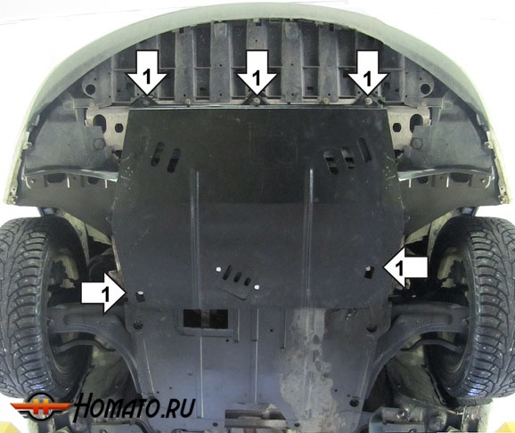 Защита картера Renault Laguna III 2007-2015 | двигатель + КПП, 2 мм, сталь | MOTODOR | 01703