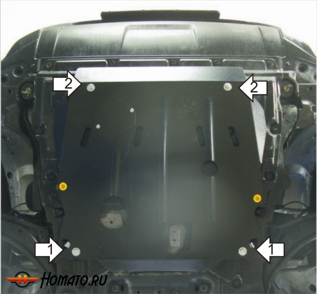 Защита картера Nissan X-Trail 2010-2015 | двигатель + КПП, 2 мм, сталь | MOTODOR | 01426