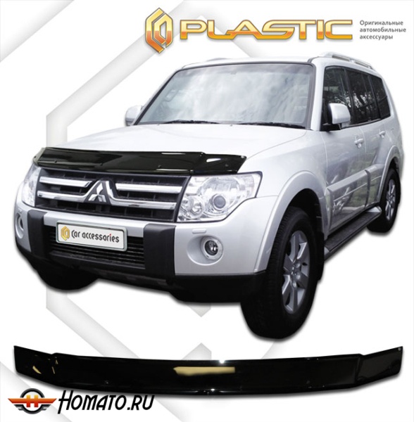 Дефлектор капота Mitsubishi Pajero 4 2007-2020 (V90) | черный