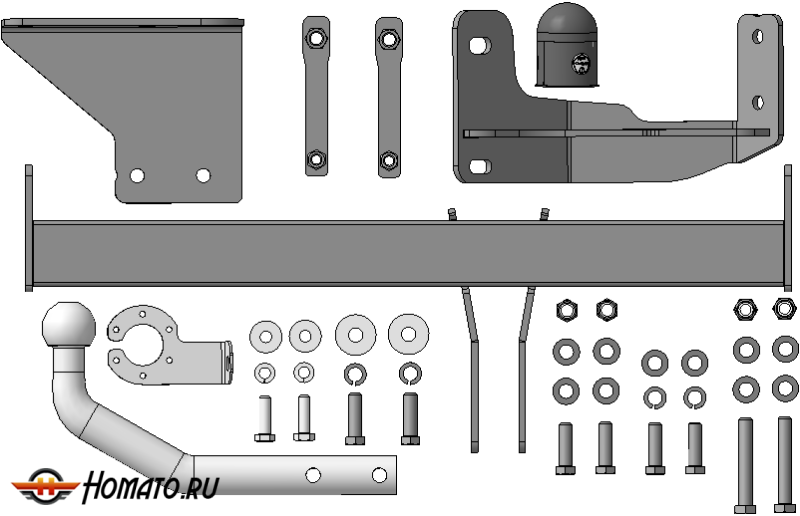 Фаркоп Jac JS4 2021- | шар A - оцинкованный, нагрузка 60/1250 | АвтоСтандарт | J101A
