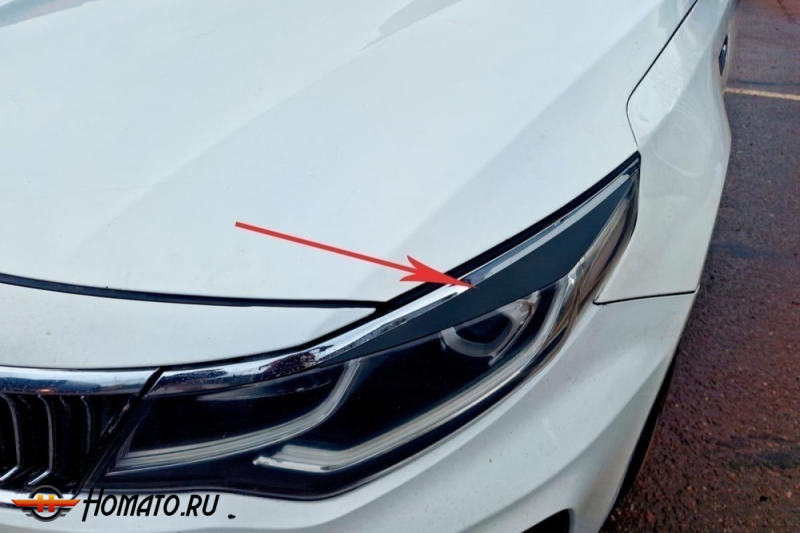 Накладки на фары для Киа Оптима 4 2014-2020 | 2 штуки, декор